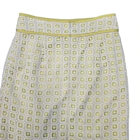 Antonio Melani Women's Ivory Lace & Chatreuse Poly Satin Pencil Straight Lined S - Picture 6 of 11